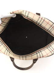 Check Pattern 2-Way Boston Bag, Beige/Multi