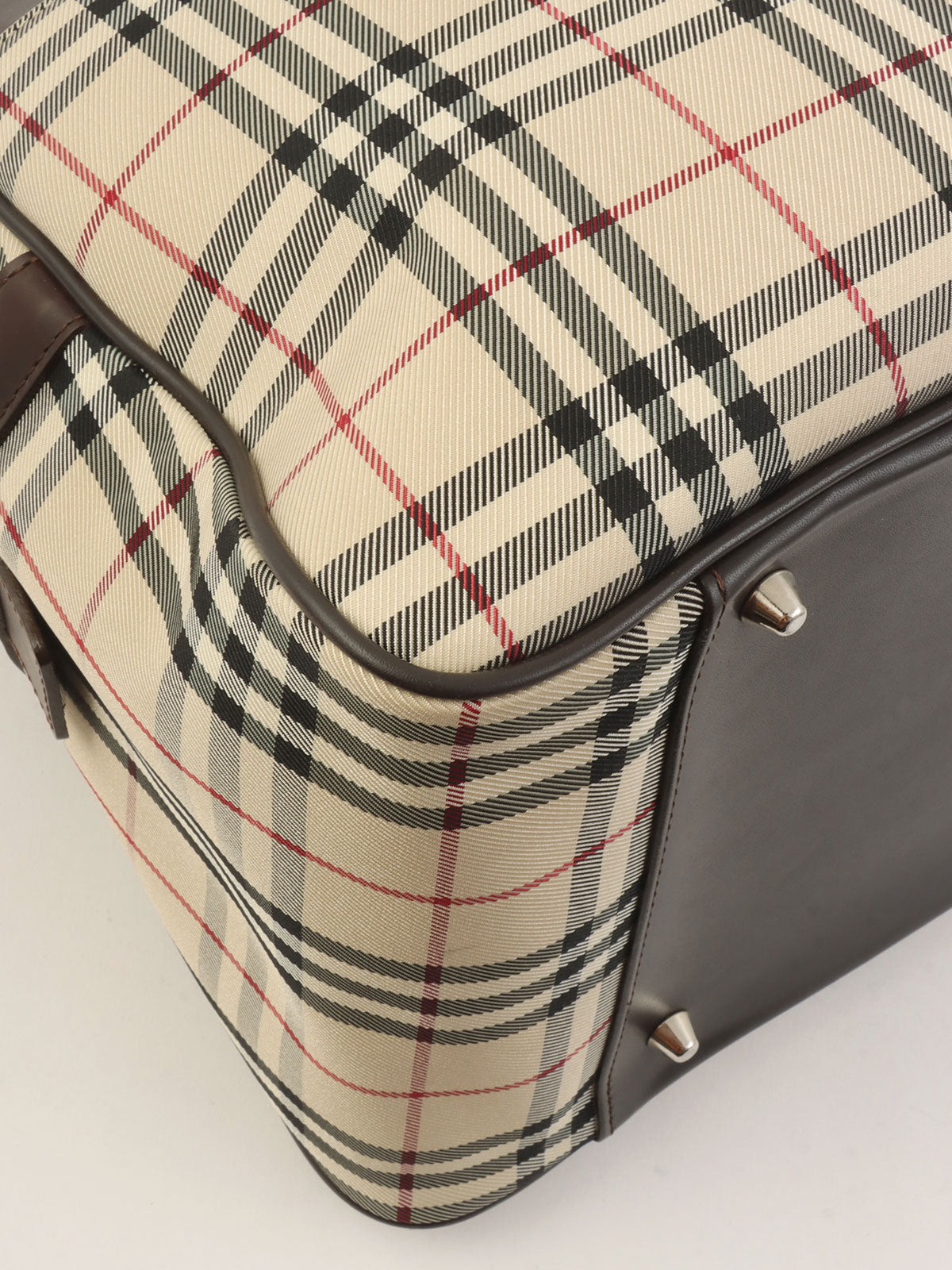 Check Pattern 2-Way Boston Bag, Beige/Multi