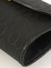 Honeycomb Pattern Logo Plate Chain Bag in Black