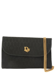 Honeycomb Pattern Logo Plate Chain Bag in Black