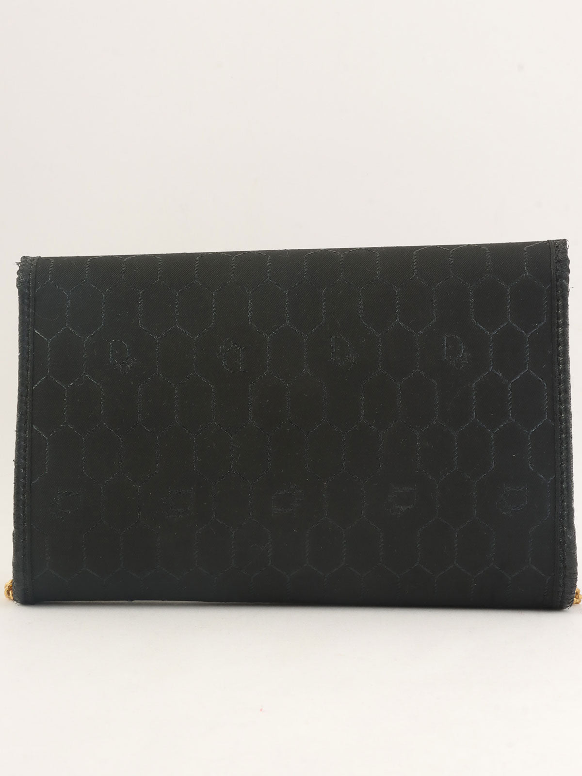 Honeycomb Pattern Logo Plate Chain Bag in Black