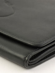 Logo Embossed Long Wallet in Black