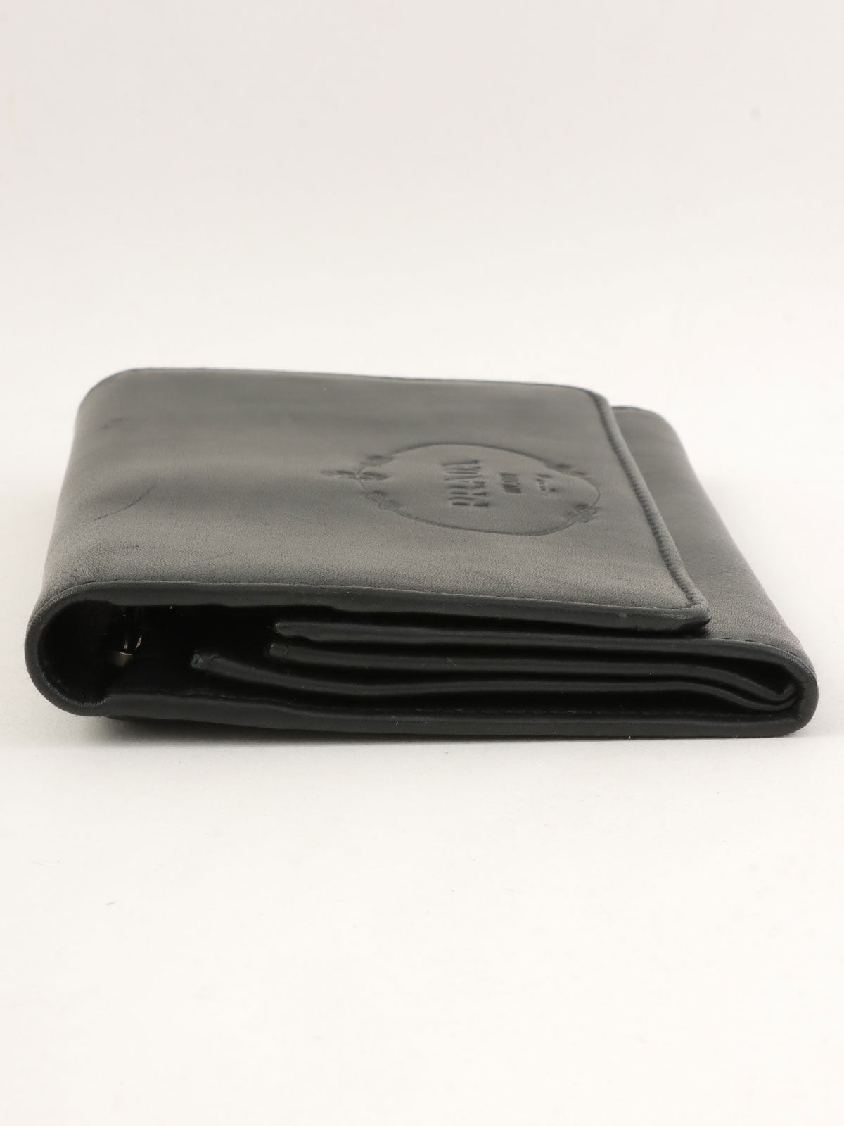 Logo Embossed Long Wallet in Black