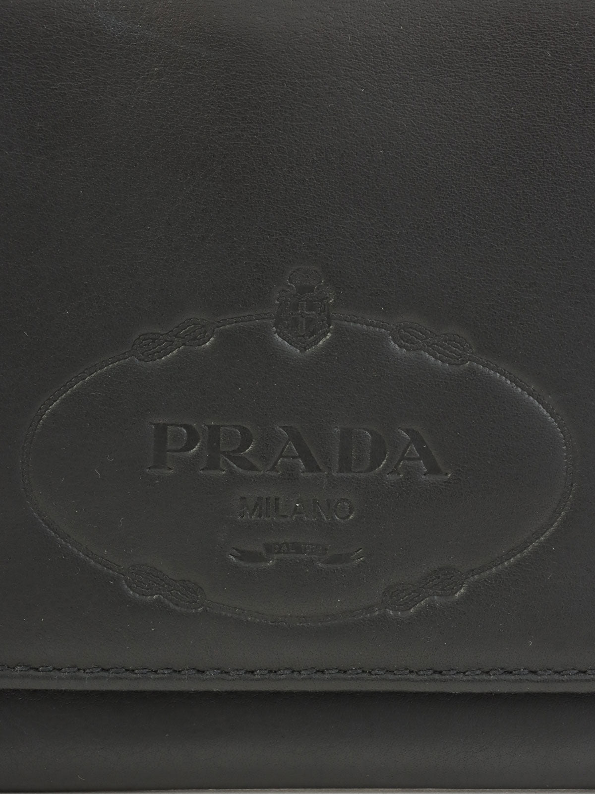 Logo Embossed Long Wallet in Black