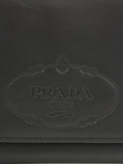 Logo Embossed Long Wallet in Black