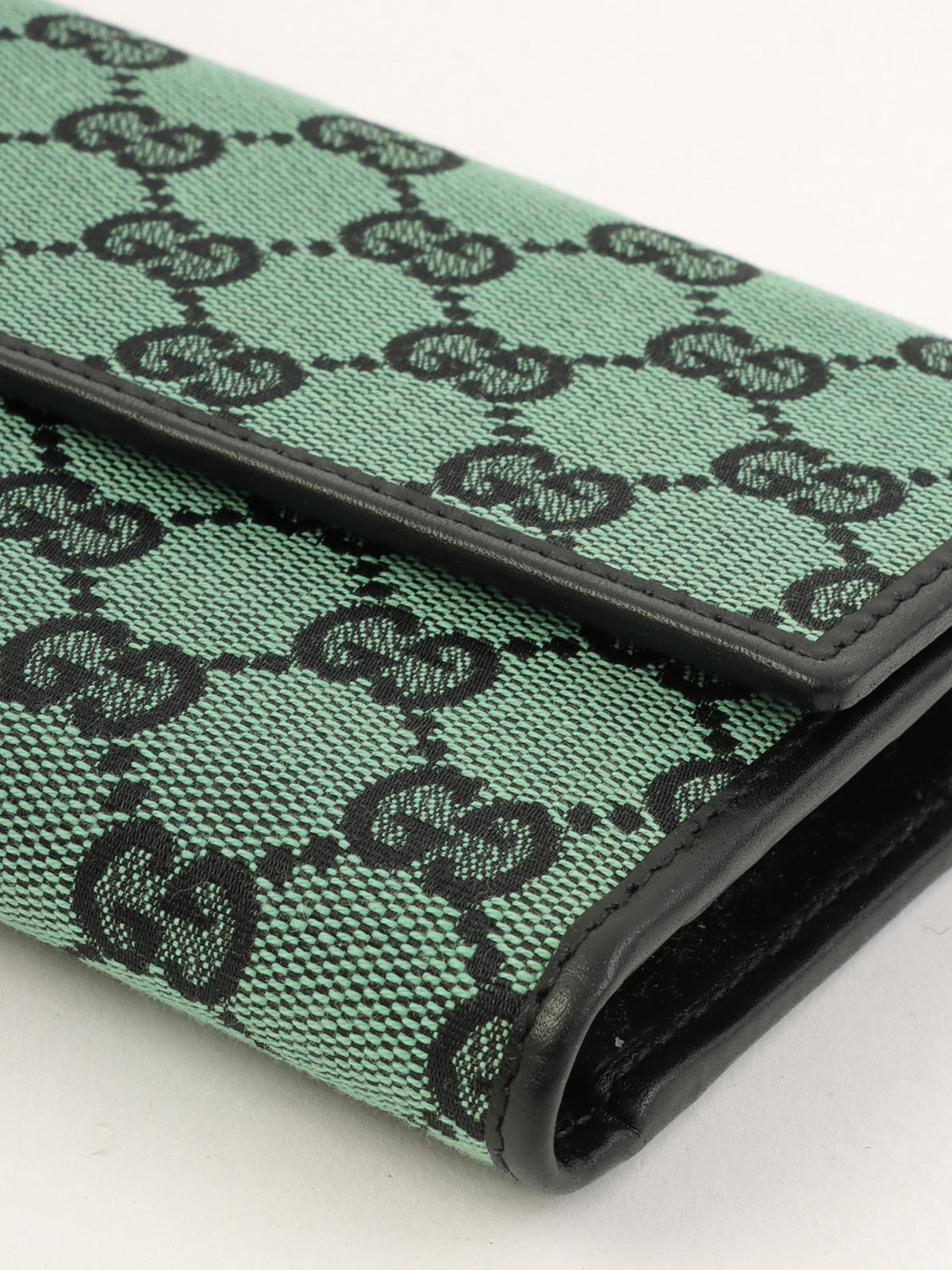帆布 GG 图案长款钱包 绿色/黑色