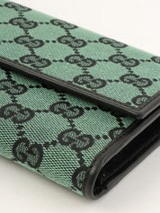 帆布 GG 图案长款钱包 绿色/黑色