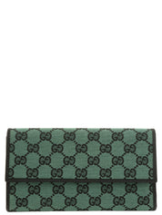 帆布 GG 图案长款钱包 绿色/黑色