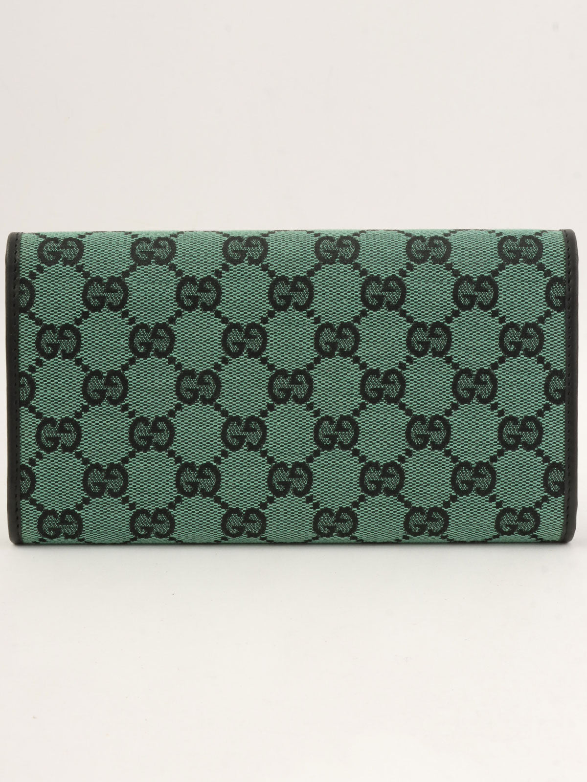 帆布 GG 图案长款钱包 绿色/黑色