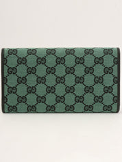 帆布 GG 图案长款钱包 绿色/黑色