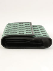 帆布 GG 图案长款钱包 绿色/黑色