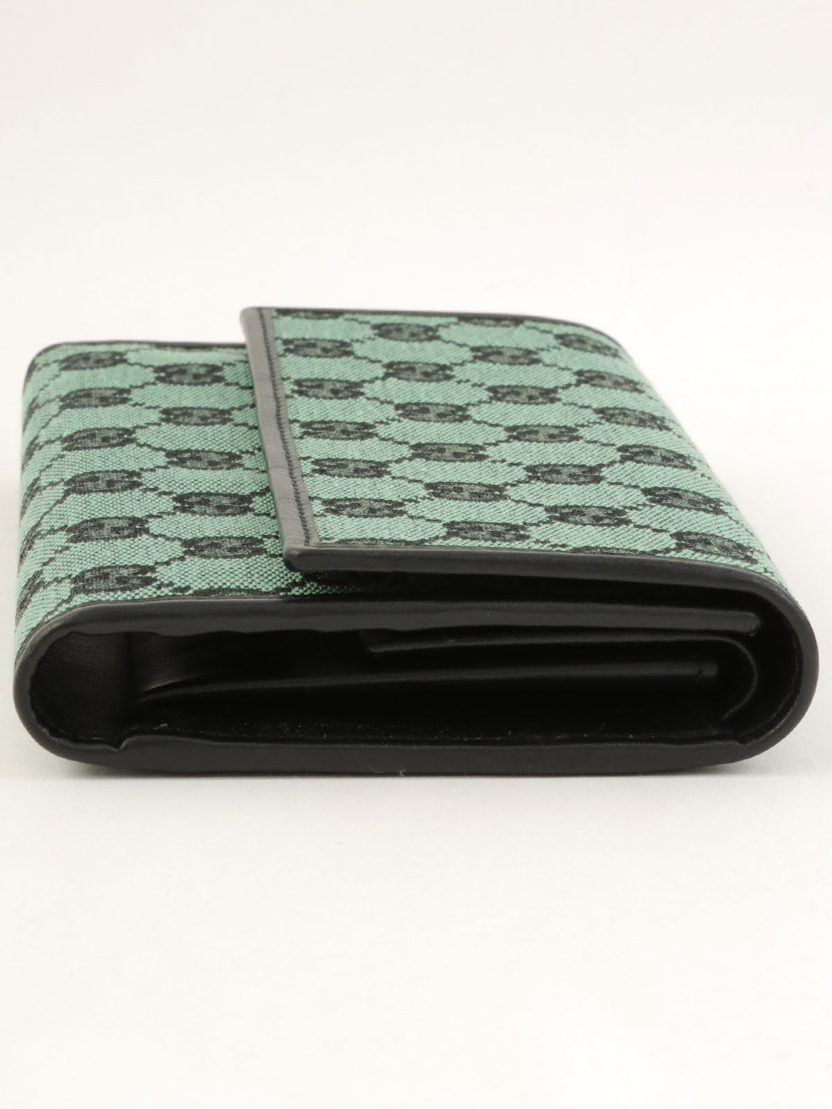 帆布 GG 图案长款钱包 绿色/黑色