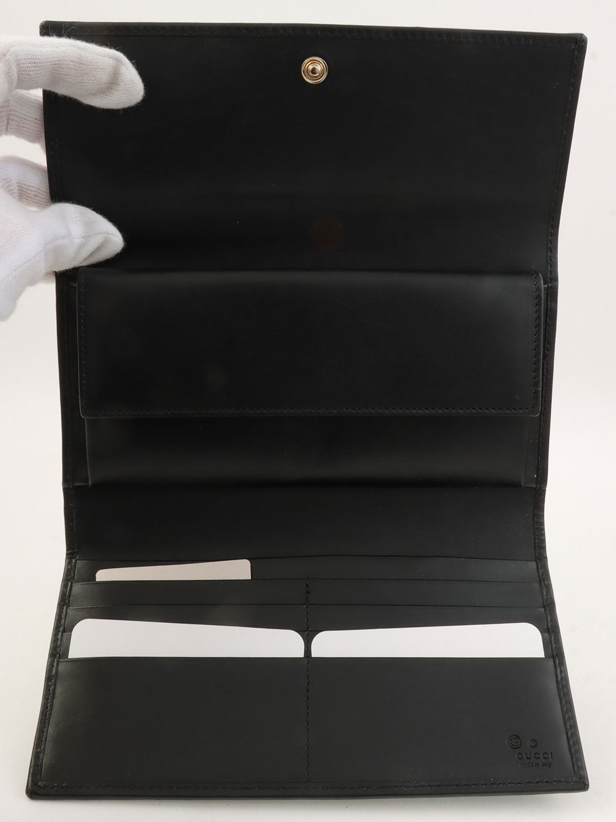 帆布 GG 图案长款钱包 绿色/黑色