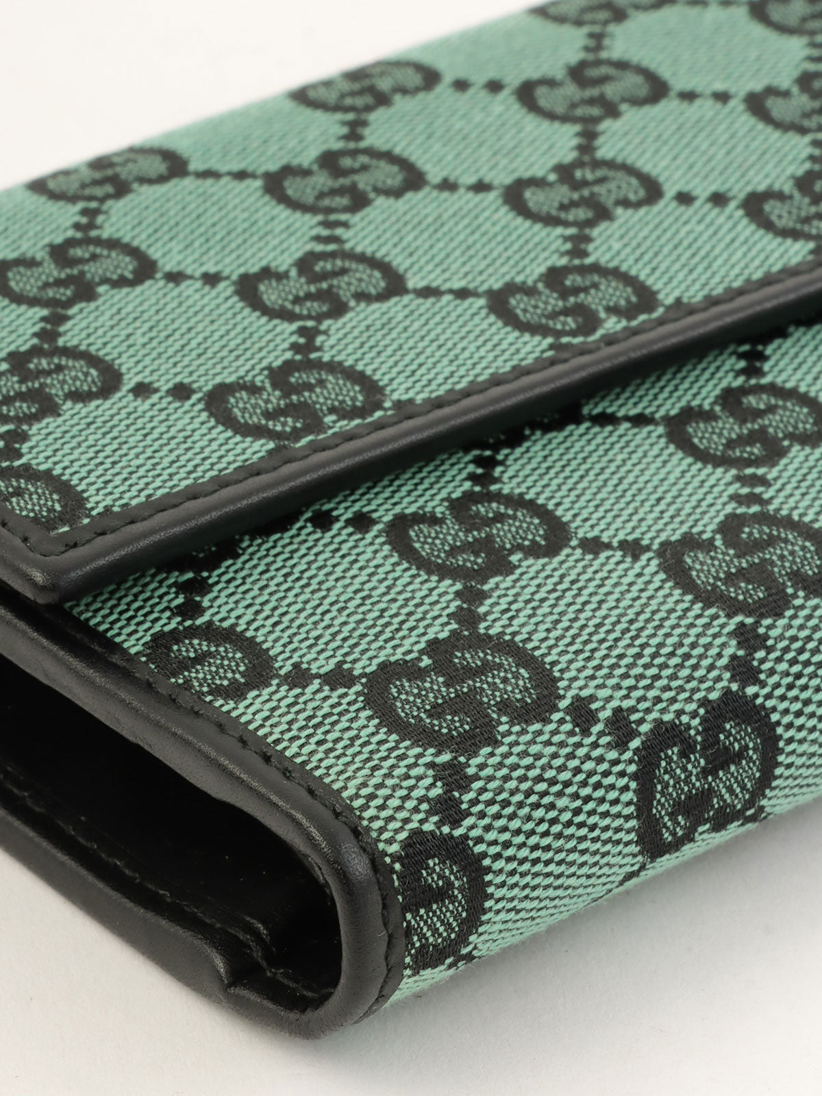 帆布 GG 图案长款钱包 绿色/黑色