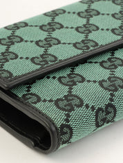 帆布 GG 图案长款钱包 绿色/黑色