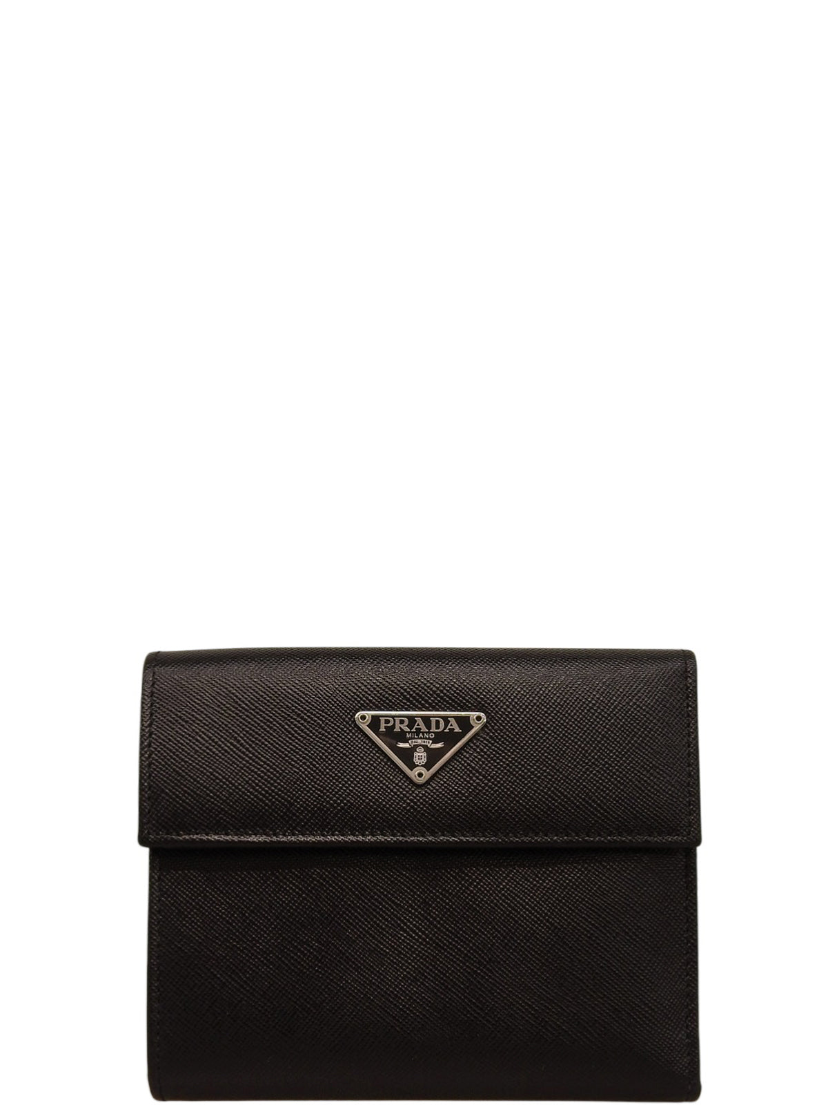 Saffiano Logo Plate Wallet in Black
