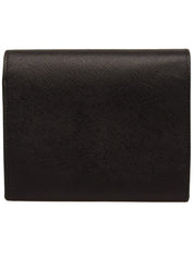 Saffiano Logo Plate Wallet in Black