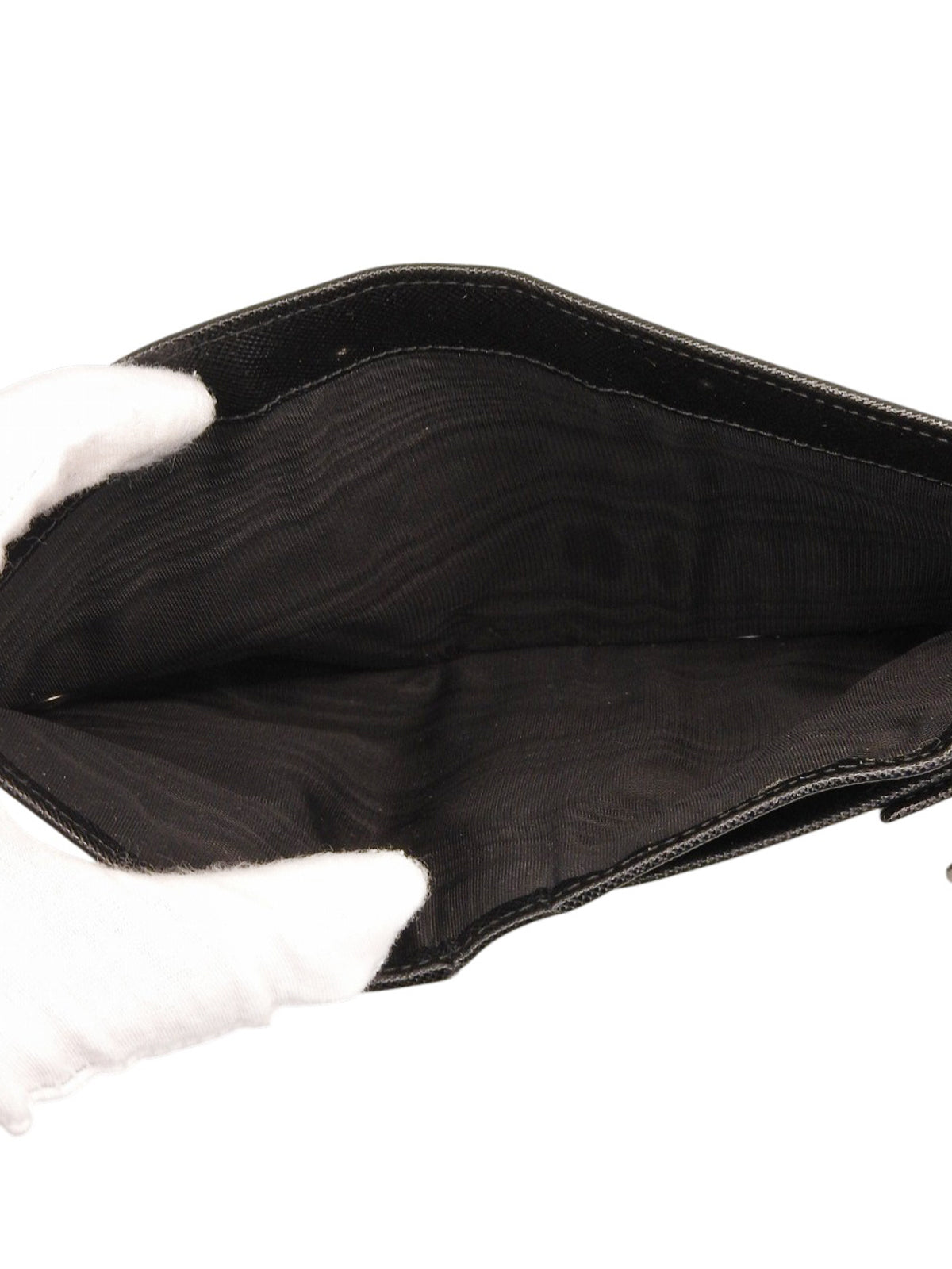 Saffiano Logo Plate Wallet in Black