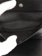 Saffiano Logo Plate Wallet in Black