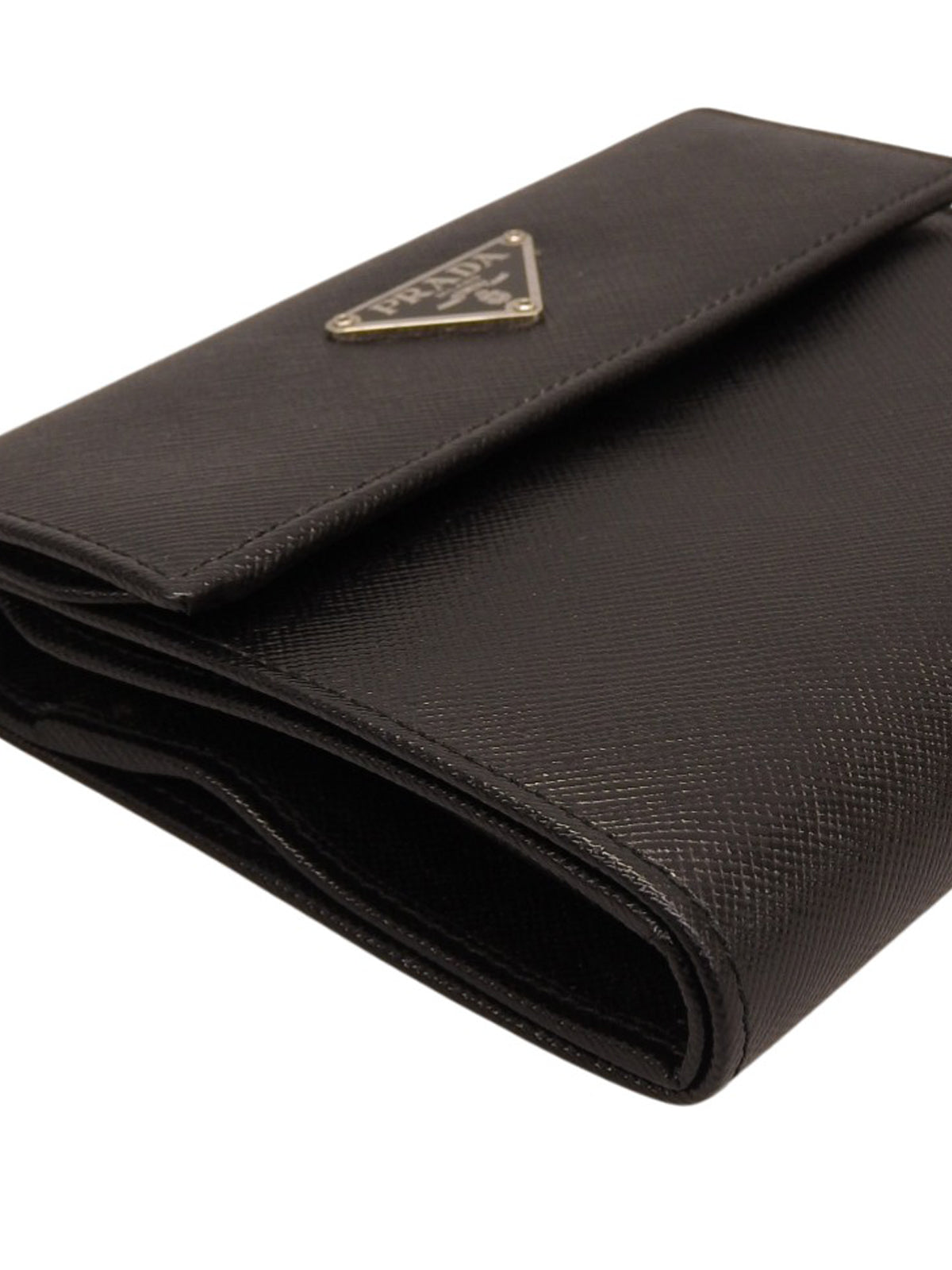 Saffiano Logo Plate Wallet in Black