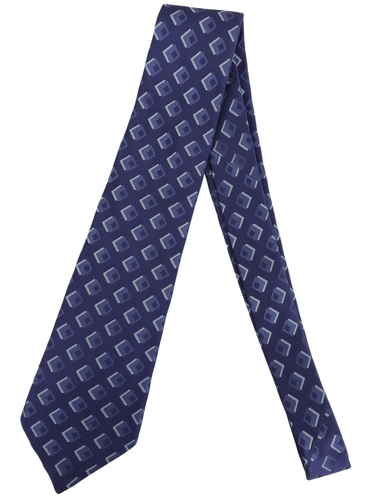 Square Pattern Tie Navy/Sky Blue