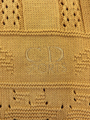 ロゴ刺繍長袖ニットセーター イエロー