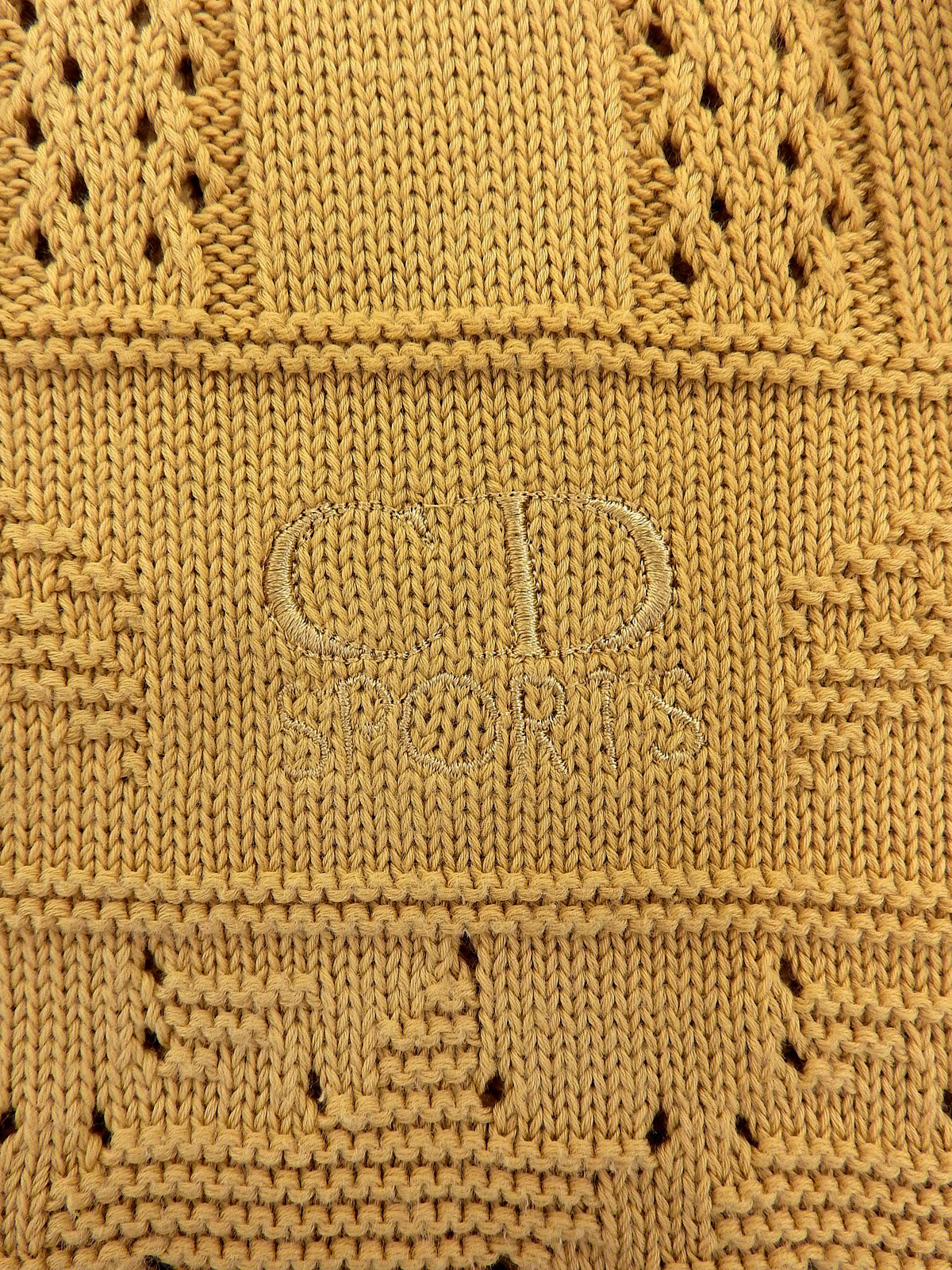 ロゴ刺繍長袖ニットセーター #M イエロー