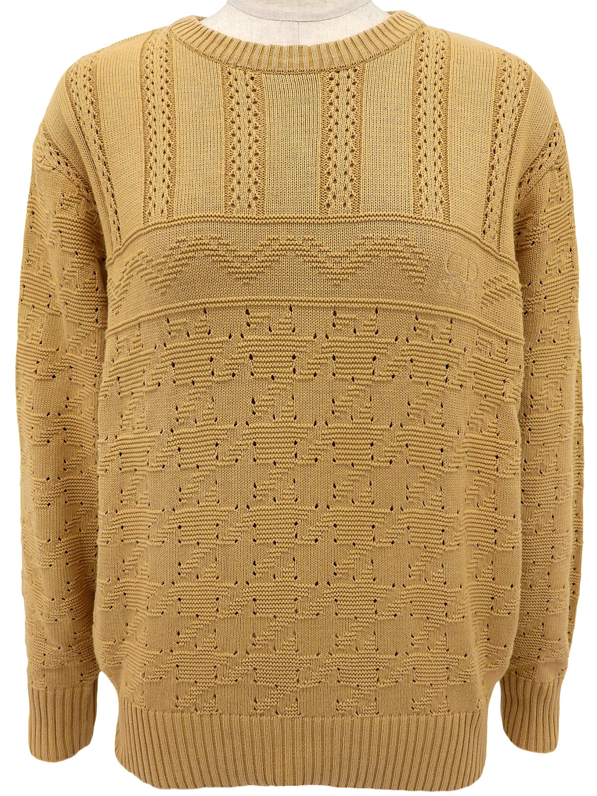 ロゴ刺繍長袖ニットセーター イエロー