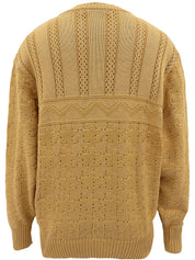 ロゴ刺繍長袖ニットセーター イエロー