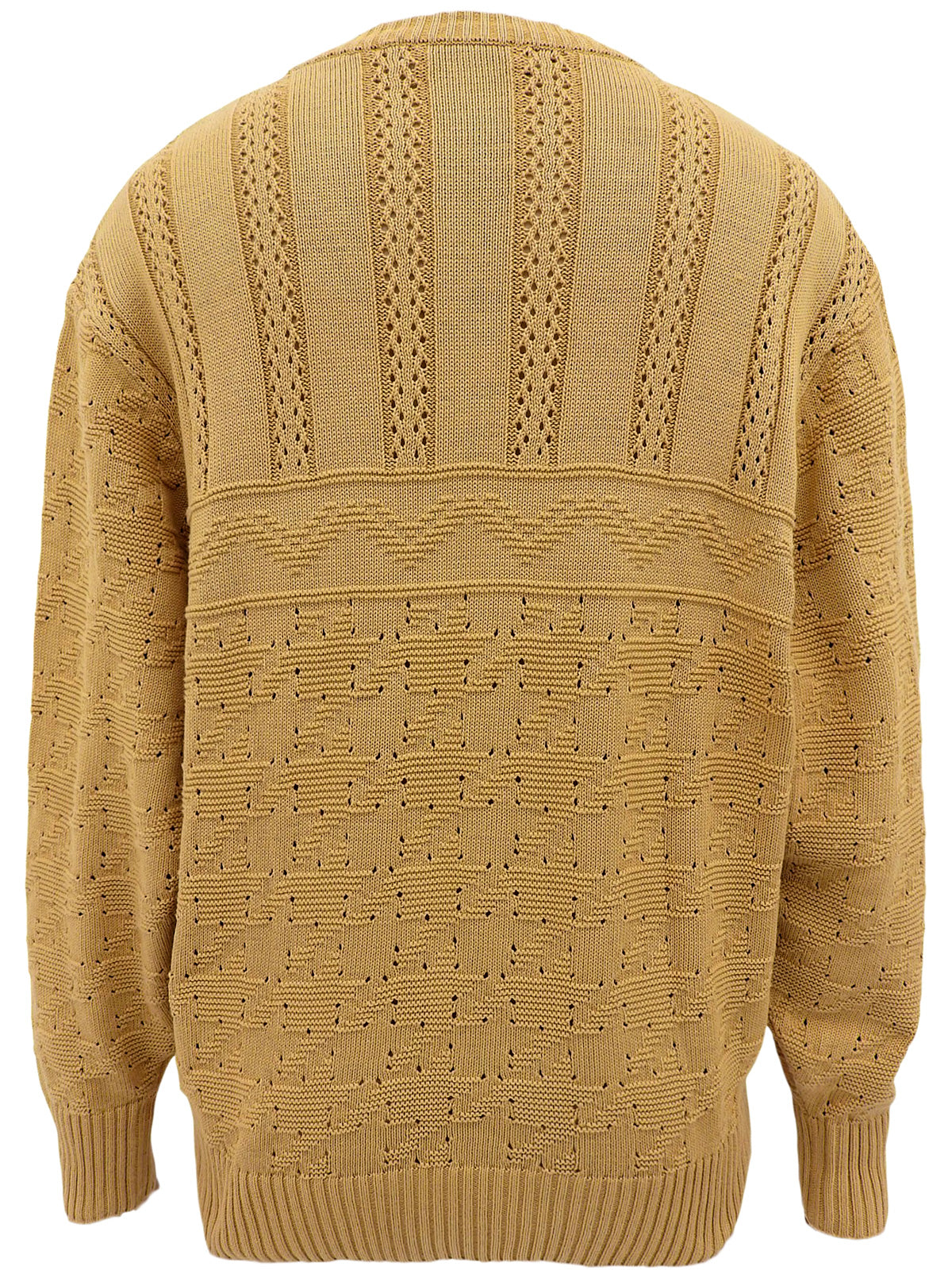 ロゴ刺繍長袖ニットセーター イエロー