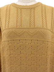 ロゴ刺繍長袖ニットセーター イエロー