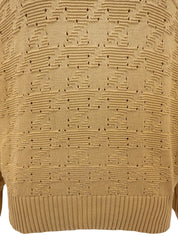 ロゴ刺繍長袖ニットセーター イエロー