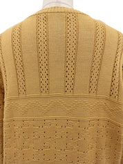 ロゴ刺繍長袖ニットセーター イエロー