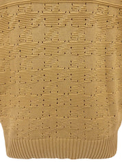 ロゴ刺繍長袖ニットセーター イエロー