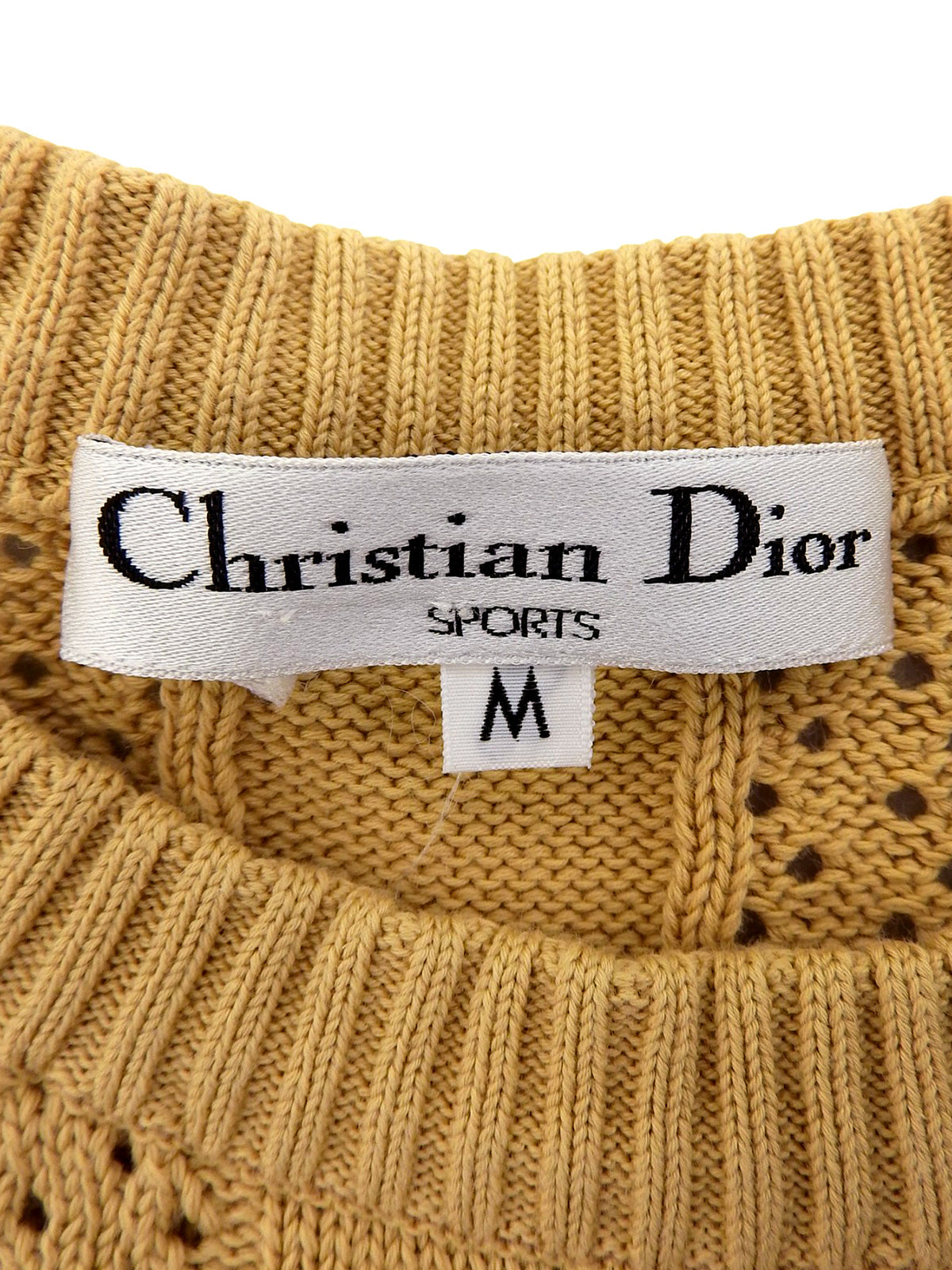 ロゴ刺繍長袖ニットセーター #M イエロー