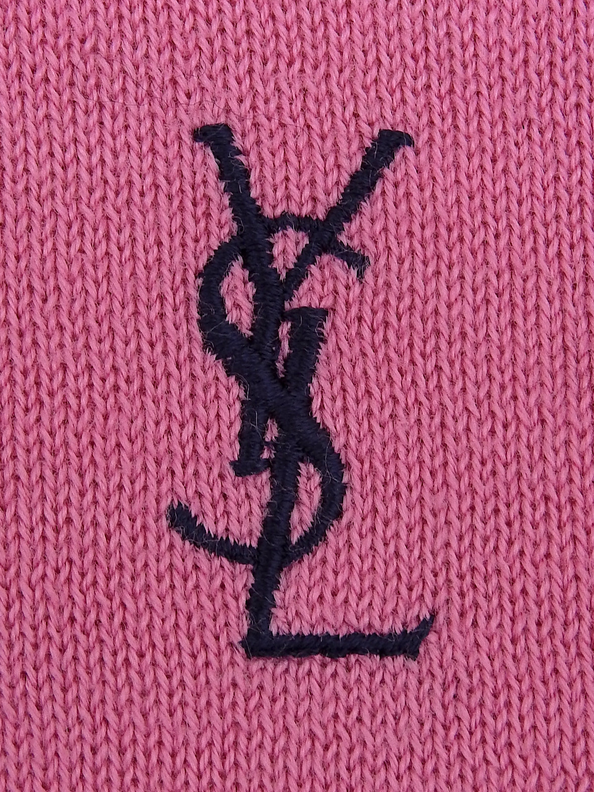 Logo Embroidered Short Sleeve Knit Sweater Pink