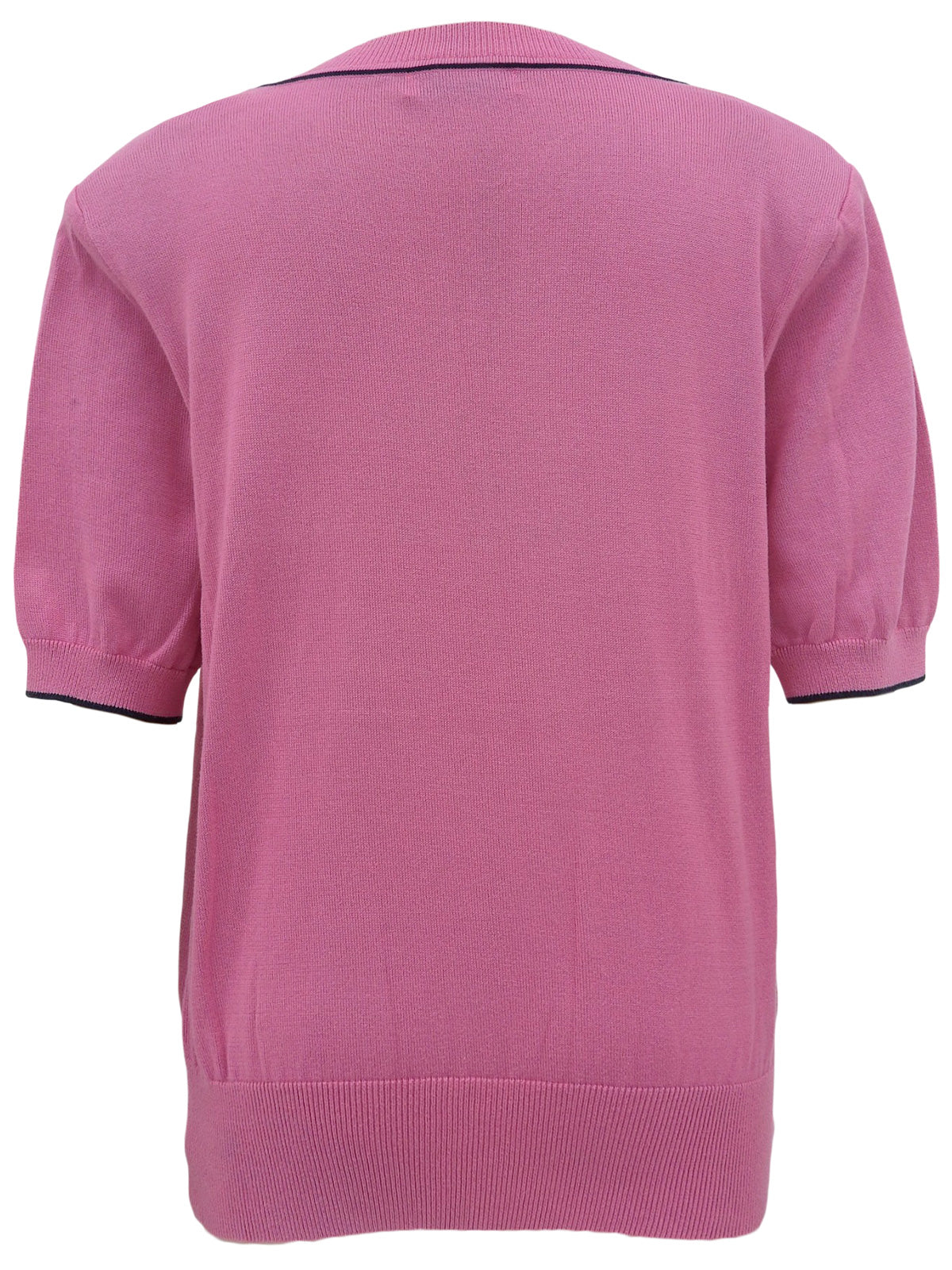Logo Embroidered Short Sleeve Knit Sweater Pink