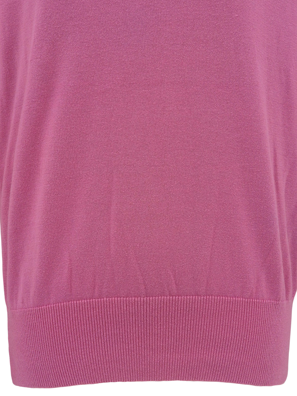 Logo Embroidered Short Sleeve Knit Sweater Pink
