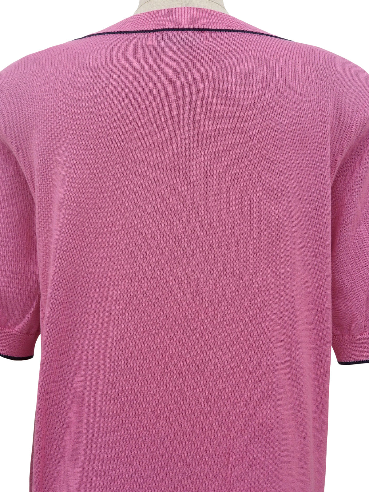 Logo Embroidered Short Sleeve Knit Sweater Pink