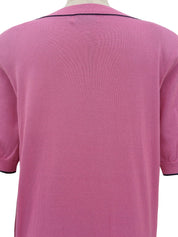 Logo Embroidered Short Sleeve Knit Sweater Pink