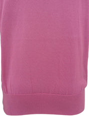 ロゴ刺繍半袖ニットセーター ピンク