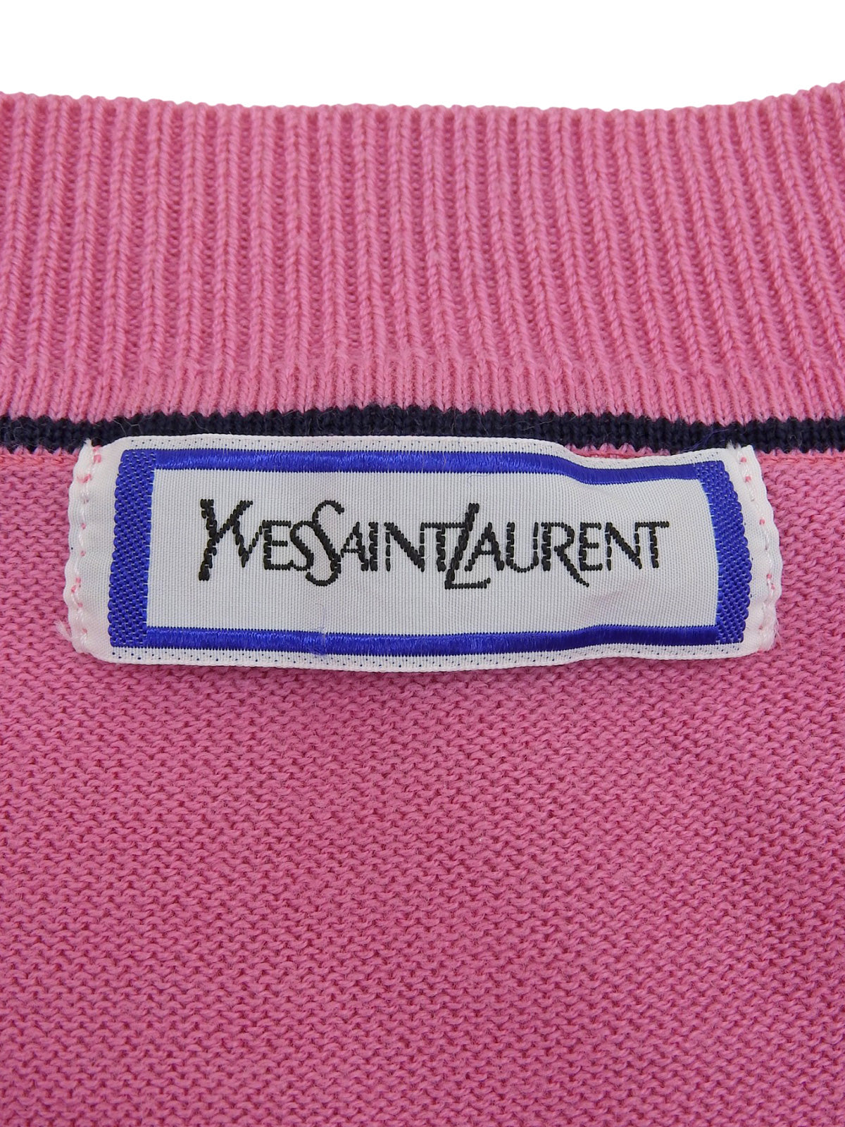 Logo Embroidered Short Sleeve Knit Sweater Pink
