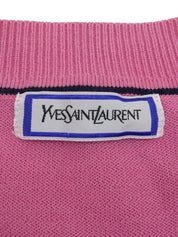 Logo Embroidered Short Sleeve Knit Sweater Pink
