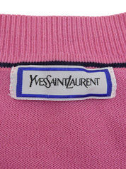 ロゴ刺繍半袖ニットセーター ピンク