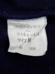 ロゴ刺繍ニット半袖トップス ネイビー/ホワイト