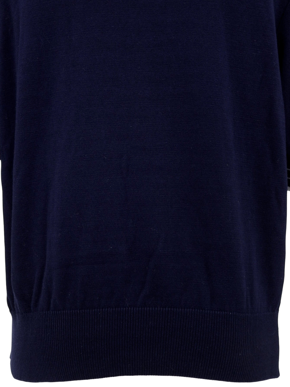 ロゴ刺繍ニット半袖トップス ネイビー/ホワイト