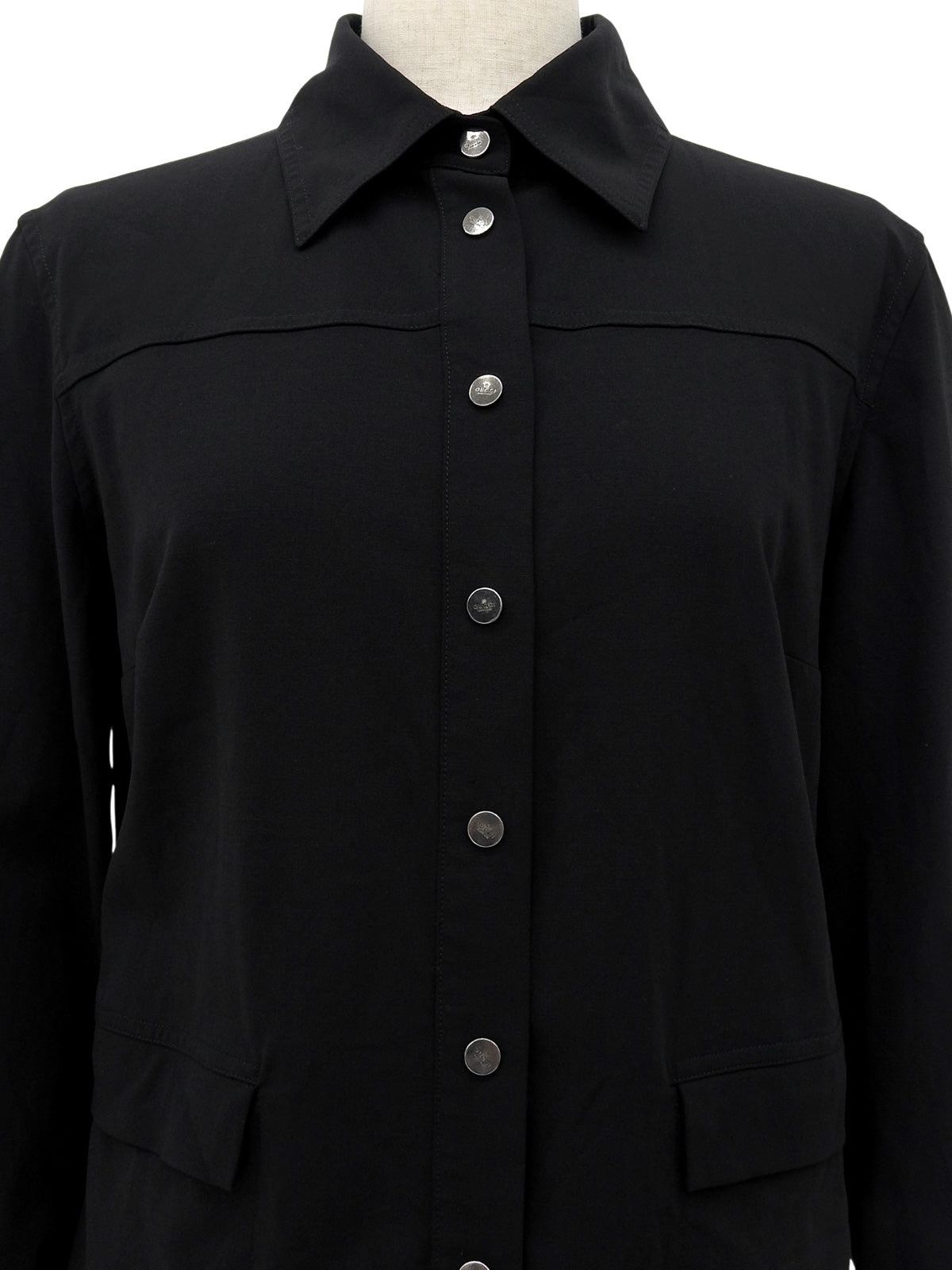 トム・フォード期 ロゴスナップボタン長袖シャツ ブラック