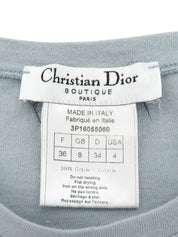 Pocket design lace-up short-sleeved T-shirt, light blue
