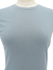 Pocket design lace-up short-sleeved T-shirt, light blue
