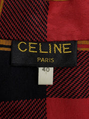 Silk Check Pattern Macadam Button Ribbon Tie Set in Red